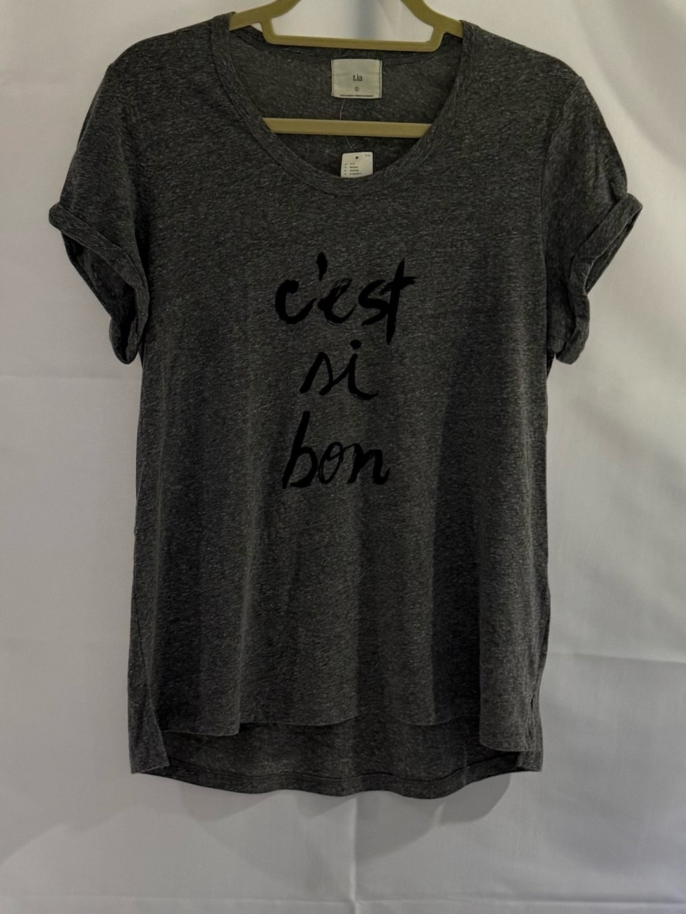 NWT Anthropologie t.la C'est Si Bon Gray Graphic Tee Size L